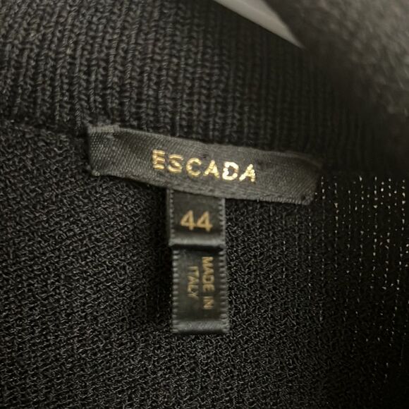 Escada Vintage Black Virgin Wool Evening Jacket French Lace cuffs Sz 44 Large - Picture 9 of 12